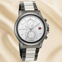 Titan Quartz Analog Silver Dial Stainless Steel Strap Watch for Men