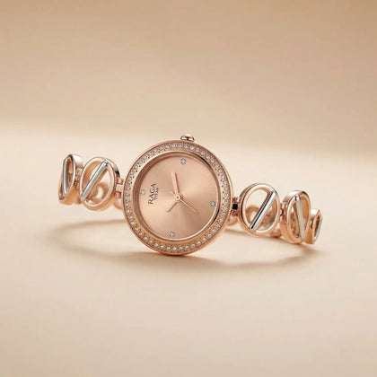 Titan Raga Viva Women's Rose Gold Quartz Watch with Two-Toned Strap