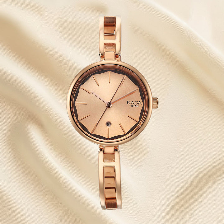 Titan Raga Viva White Dial Analog with Date Metal Strap watch for Women
