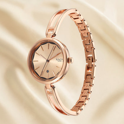 Titan Raga Viva White Dial Analog with Date Metal Strap watch for Women