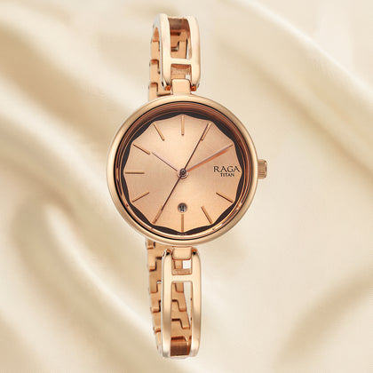 Titan Raga Viva White Dial Analog with Date Metal Strap watch for Women