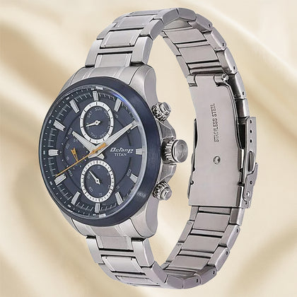 Titan Stainless Steel Strap watch for Men With White & Red Blooms