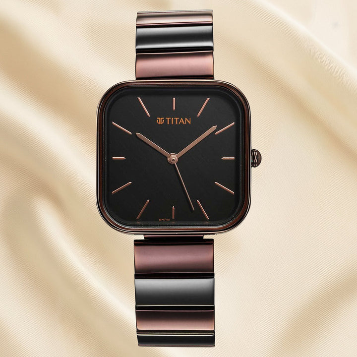 Titan Women's Purple Stackables Quartz Analog Watch with Black Dial and Two-Toned Stainless Steel Strap