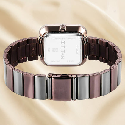Titan Women's Purple Stackables Quartz Analog Watch with Black Dial and Two-Toned Stainless Steel Strap