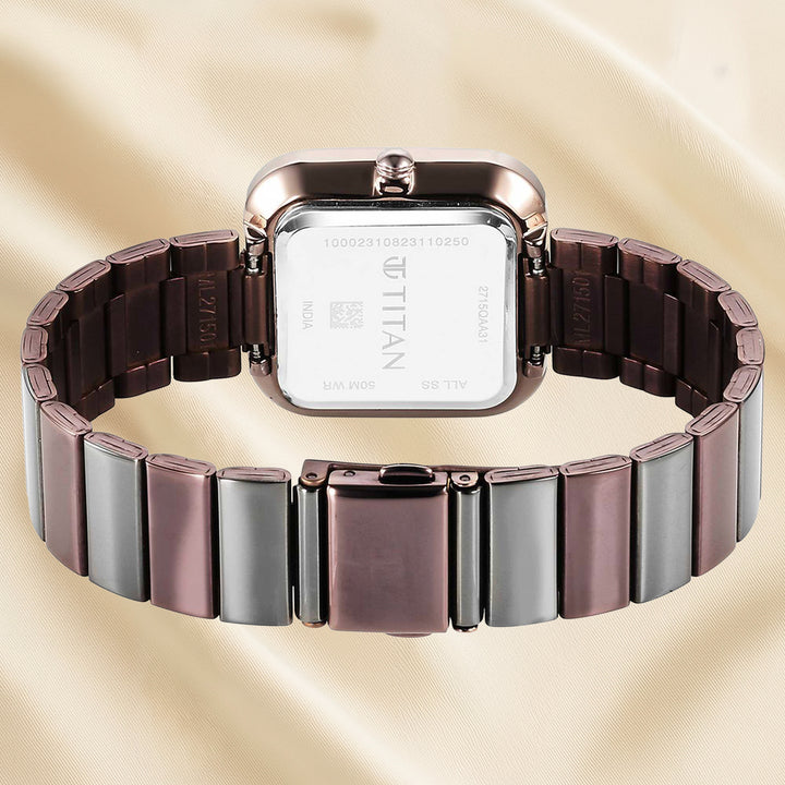 Titan Women's Purple Stackables Quartz Analog Watch with Black Dial and Two-Toned Stainless Steel Strap