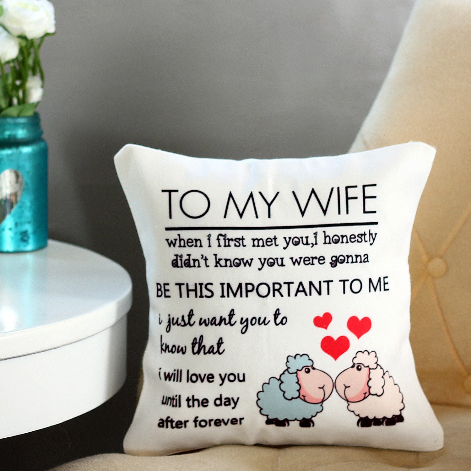 To My Wife Printed Cushion