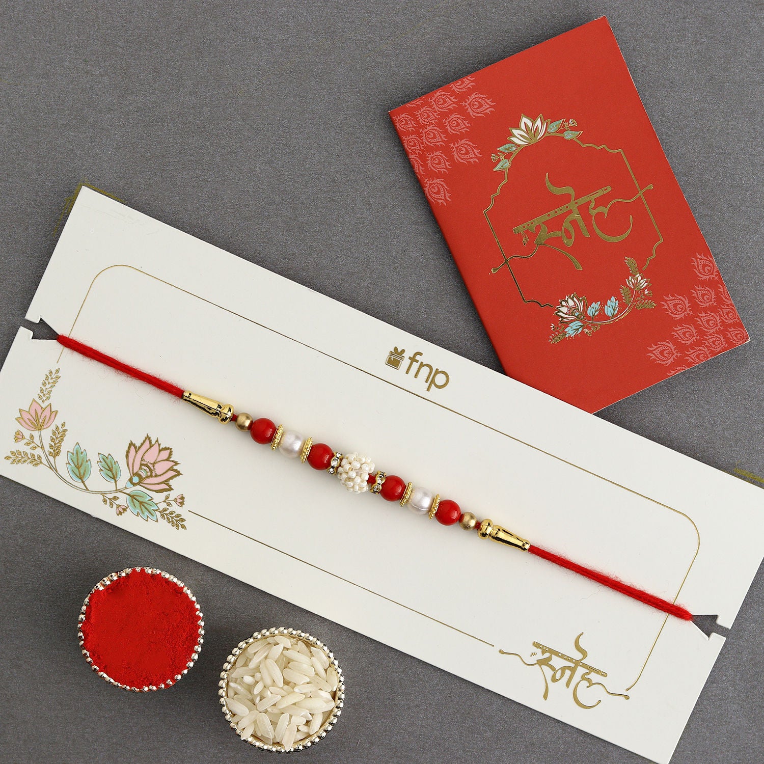 Traditional Pearls Rakhi N Awesome Bhai Cushion Combo
