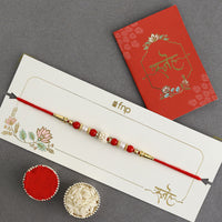 Traditional Pearls Rakhi N Awesome Bhai Cushion Combo