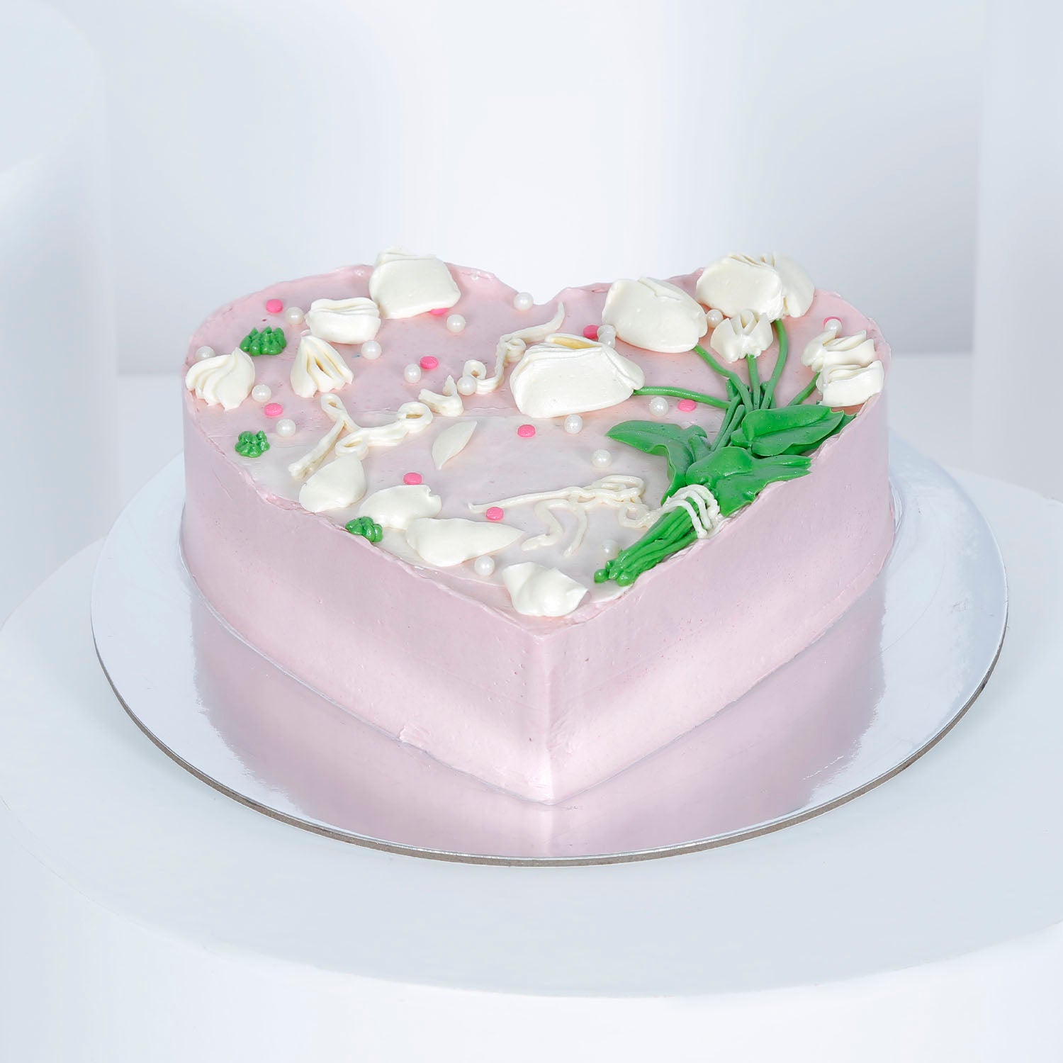 Tulip Flowers Bouquet with Heart Shape Cake