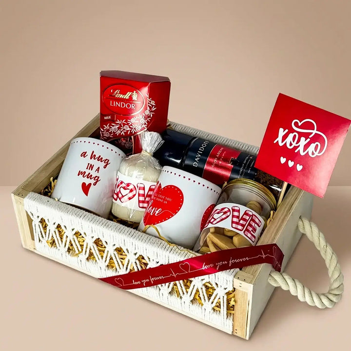 Deluxe Valentine’s Day Gift Hamper Tray with Chocolates, Mugs & More