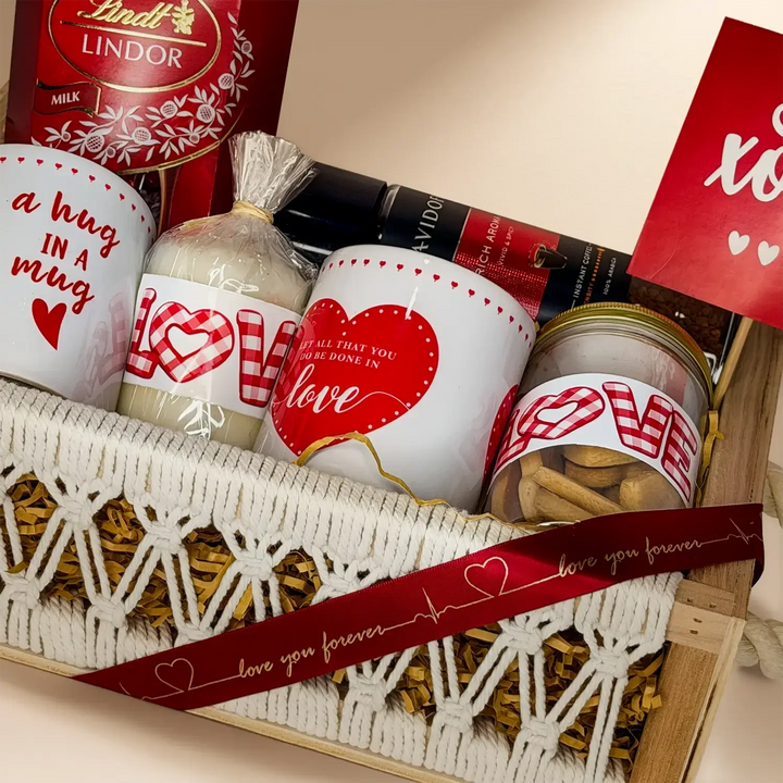 Deluxe Valentine’s Day Gift Hamper Tray with Chocolates, Mugs & More