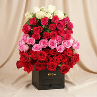 Valentine's Day Mixed Rose Symphony in Elegant Square Box