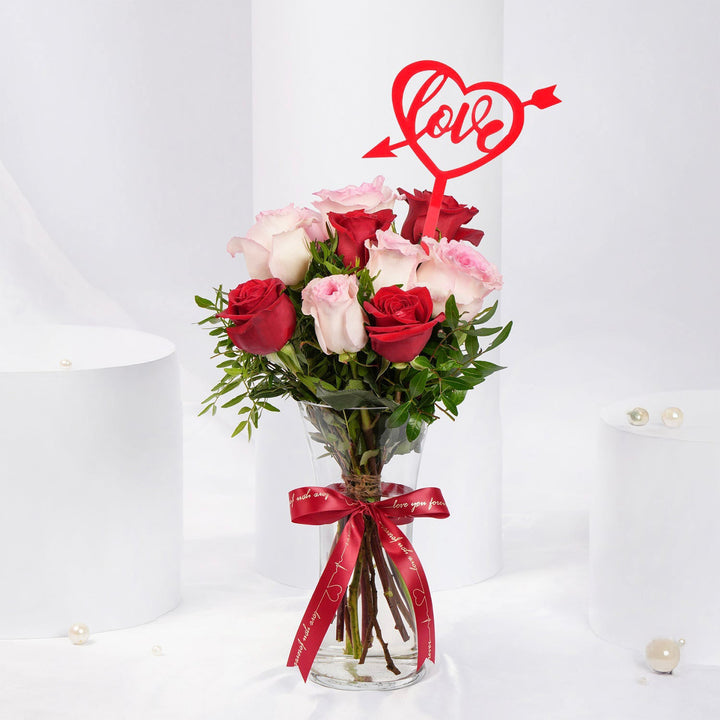 Valentine Rosy Reflections Arrangement | Red Love Topper
