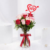 Valentine Rosy Reflections Arrangement | Red Love Topper