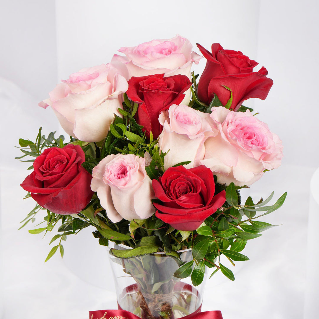 Romantic Rosy Reflections: Elegant Valentine Arrangement