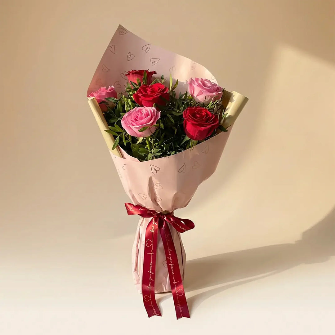 Valentine's Embrace: Romantic Red & Pink Rose