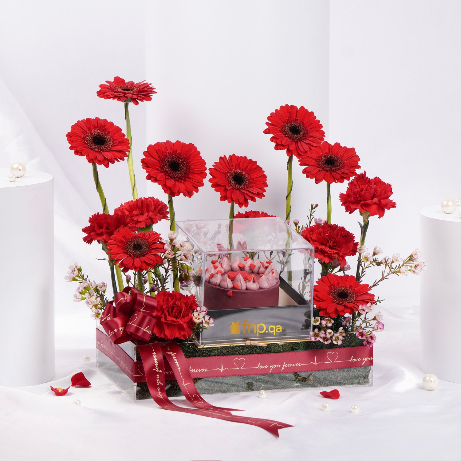 Red Flowers and Cake Tray