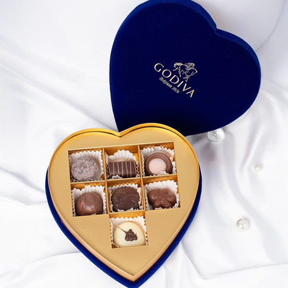 Luxury Heart Bouquet | Godiva Blue Gift Box