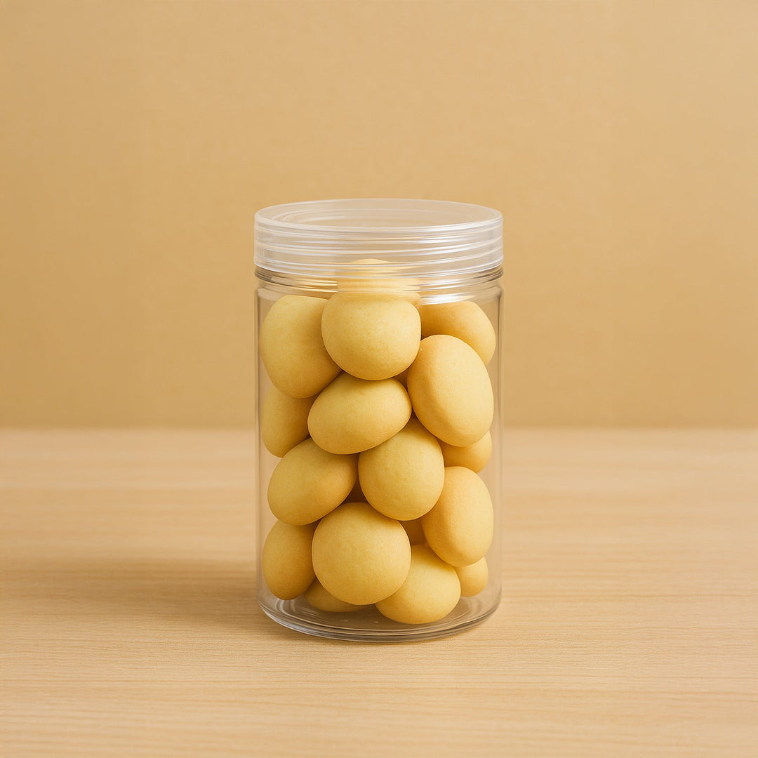 Delicious Vanilla Cookies in a 100g Plastic Jar - Perfect for Snacking
