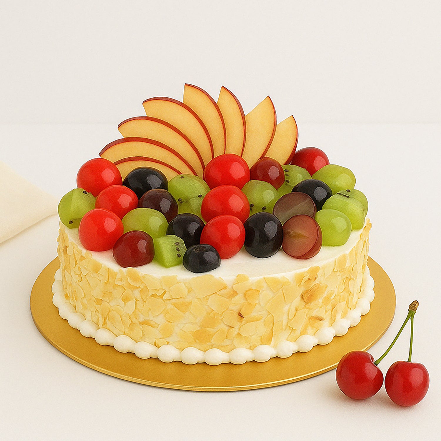 Vanilla Fruit Cascade Cake