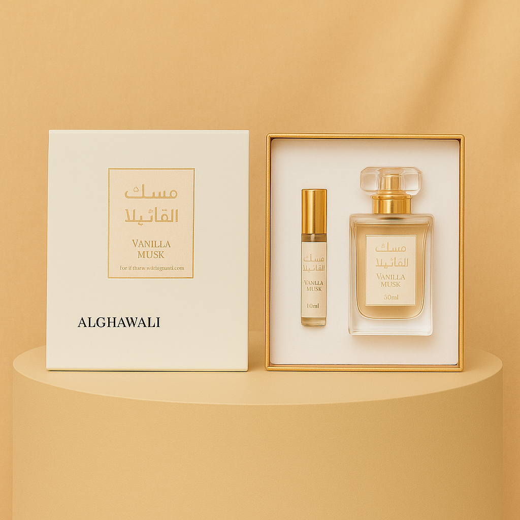 عطر الغوالي مسك أبيض للجنسين مع باقة ورد جوري
