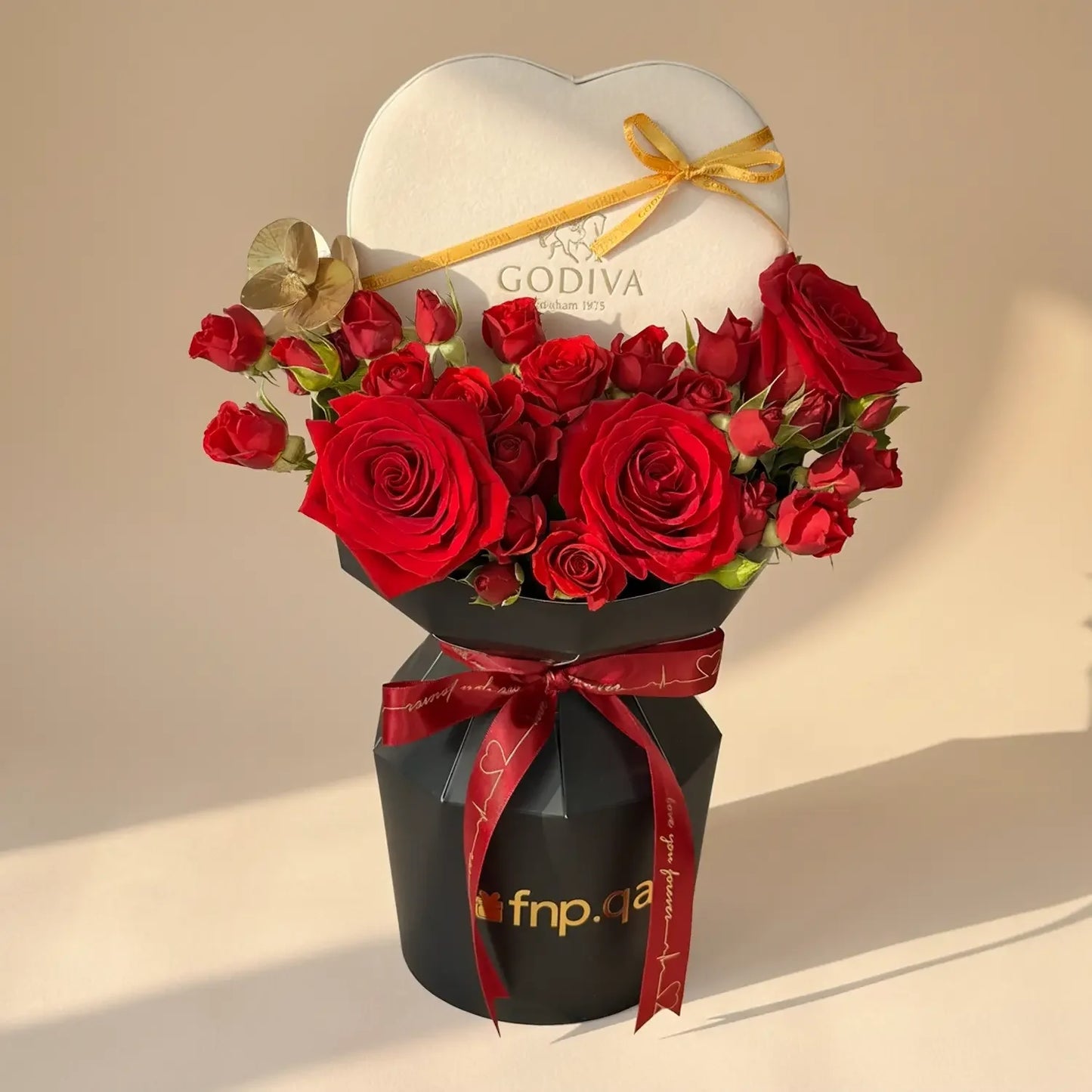 Velvet Roses & Godiva Chocolate Heart Gift Set