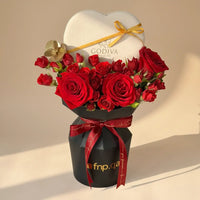 Velvet Roses & Godiva Chocolate Heart Gift Set