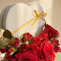 Velvet Roses & Godiva Chocolate Heart Gift Set