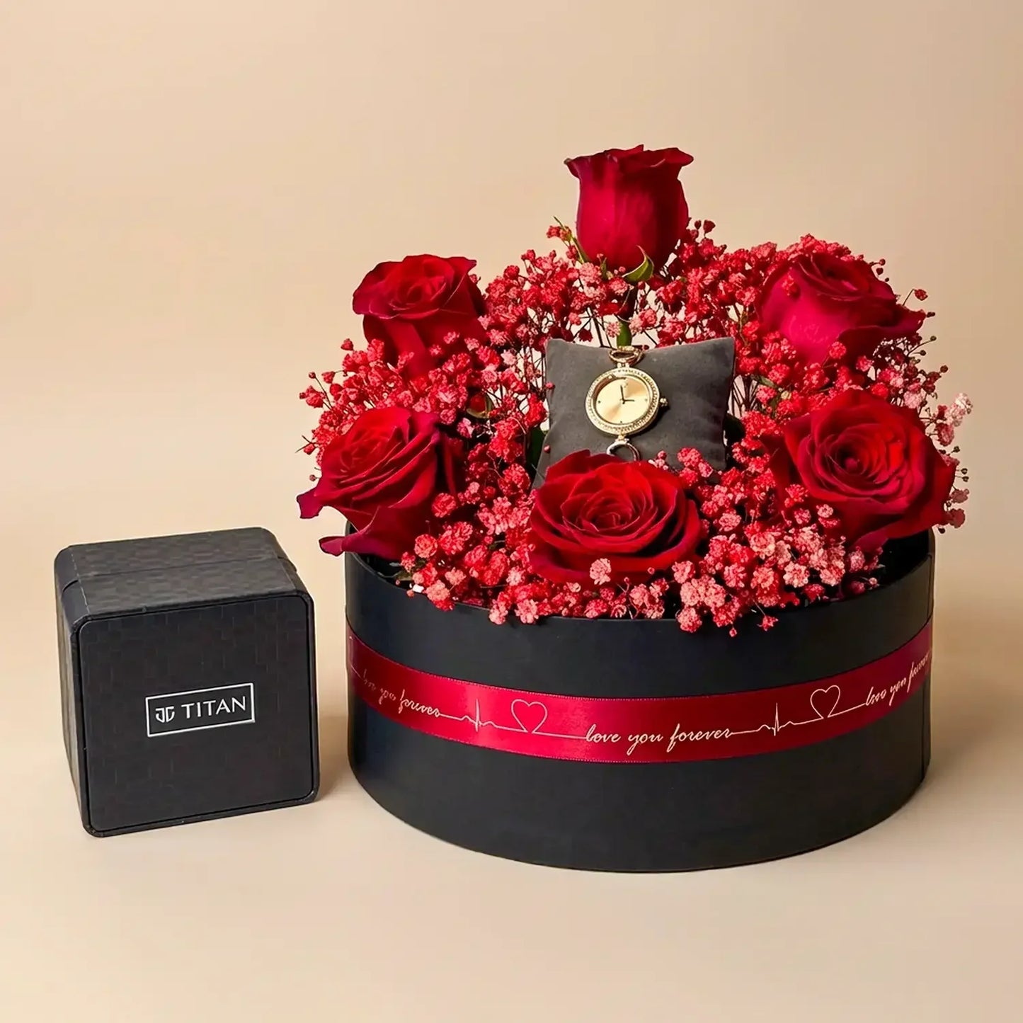 Where Love Shines Combo: Roses & Titan Raga Viva Watch