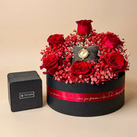 Where Love Shines Combo: Roses & Titan Raga Viva Watch