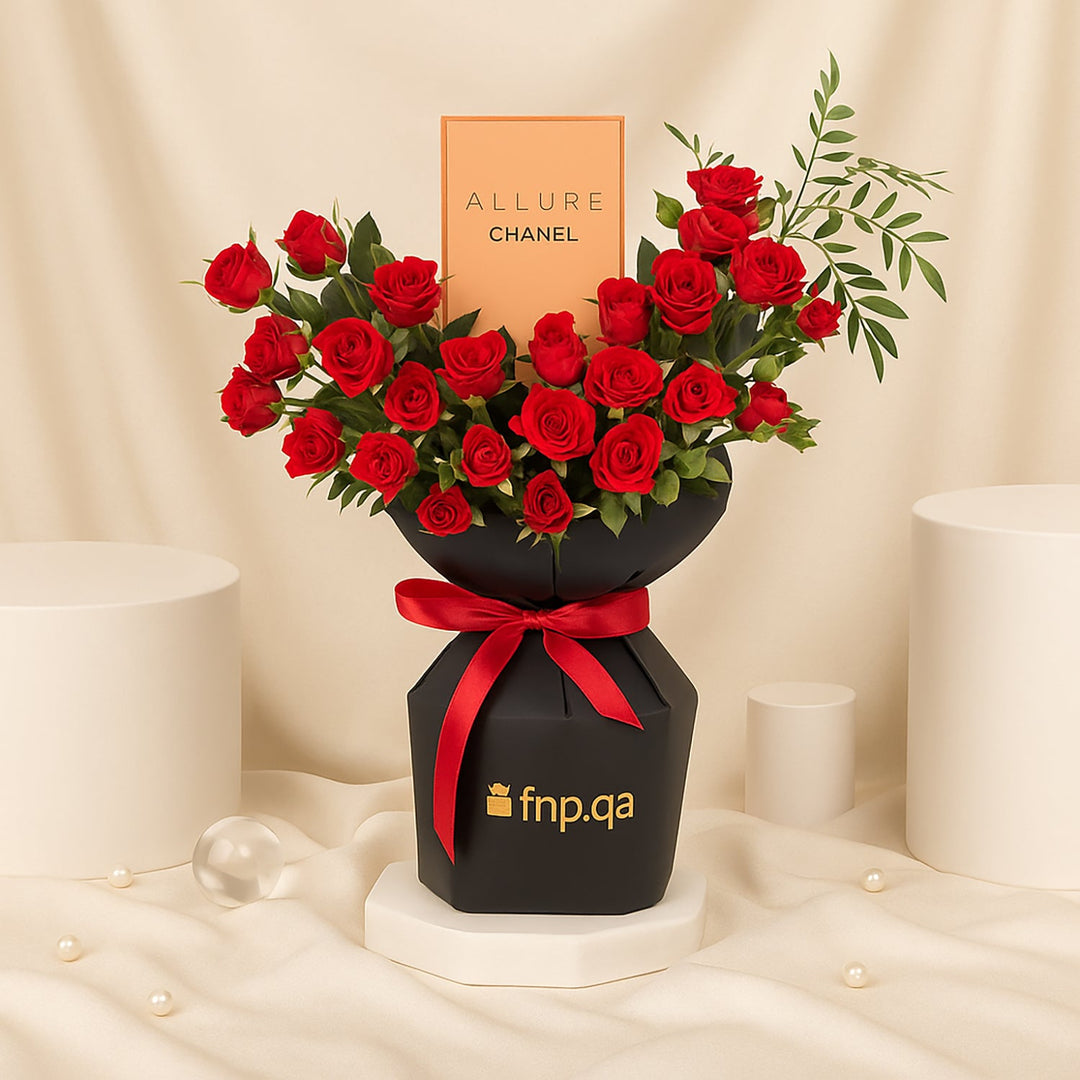 همسات الجاذبية: مجموعة هدايا فاخرة من الزهور والعطور