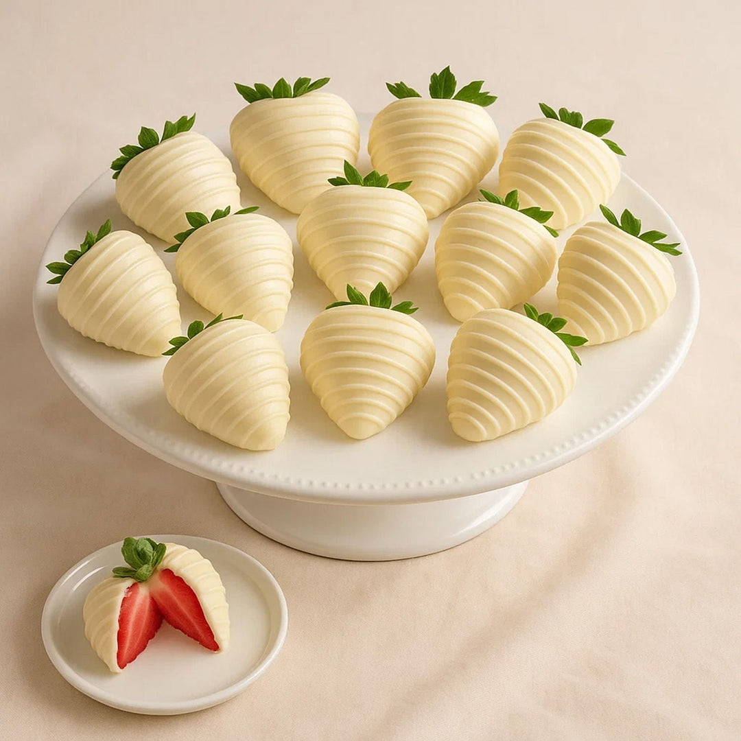 Gourmet White Chocolate Covered Strawberries - Box of 12 Delights