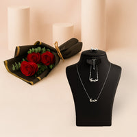 White Love Necklace Set With Bouquet