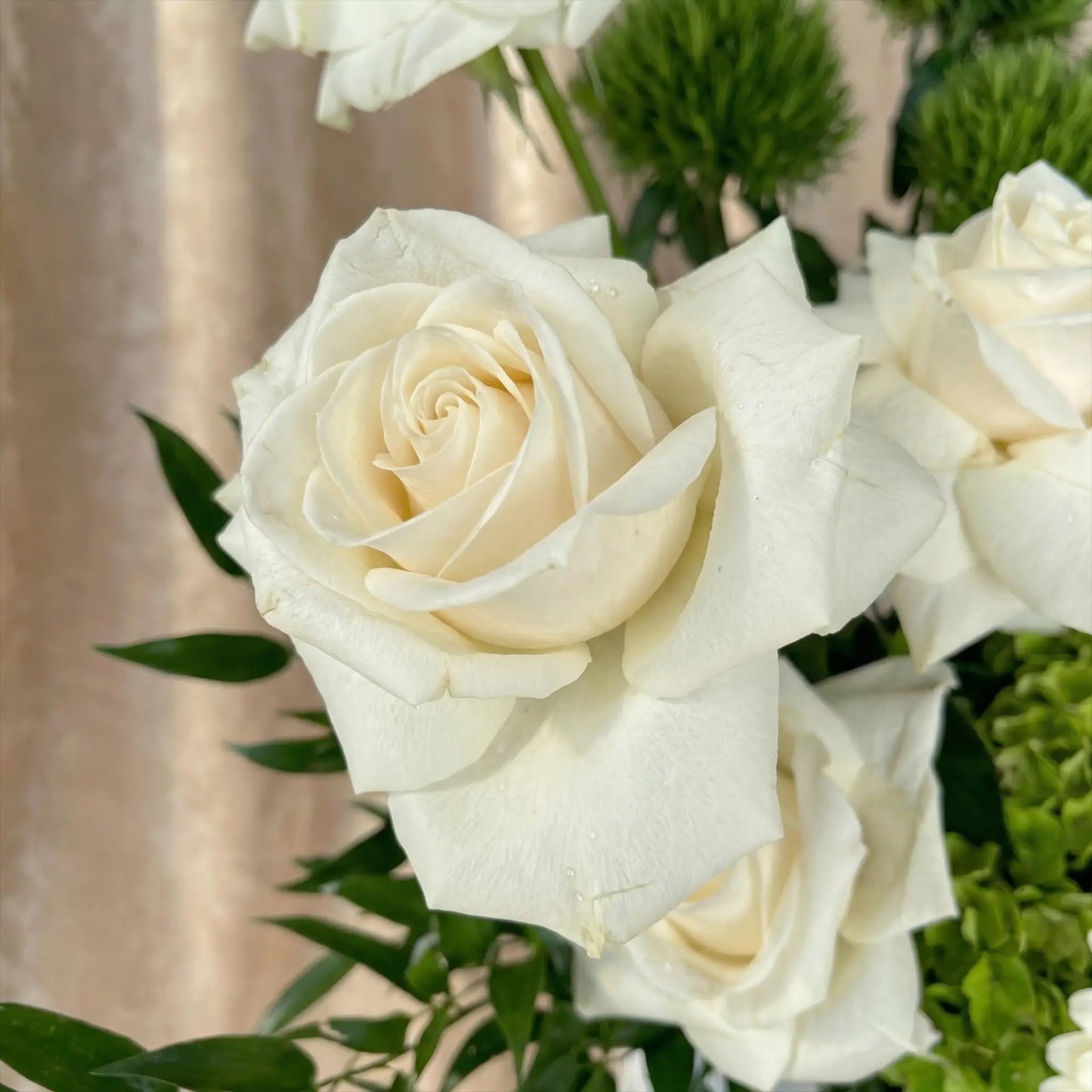 ترتيب زهور مرج أبيض أنيق