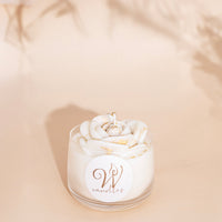 White Scented Flower Candle | Golden Tray
