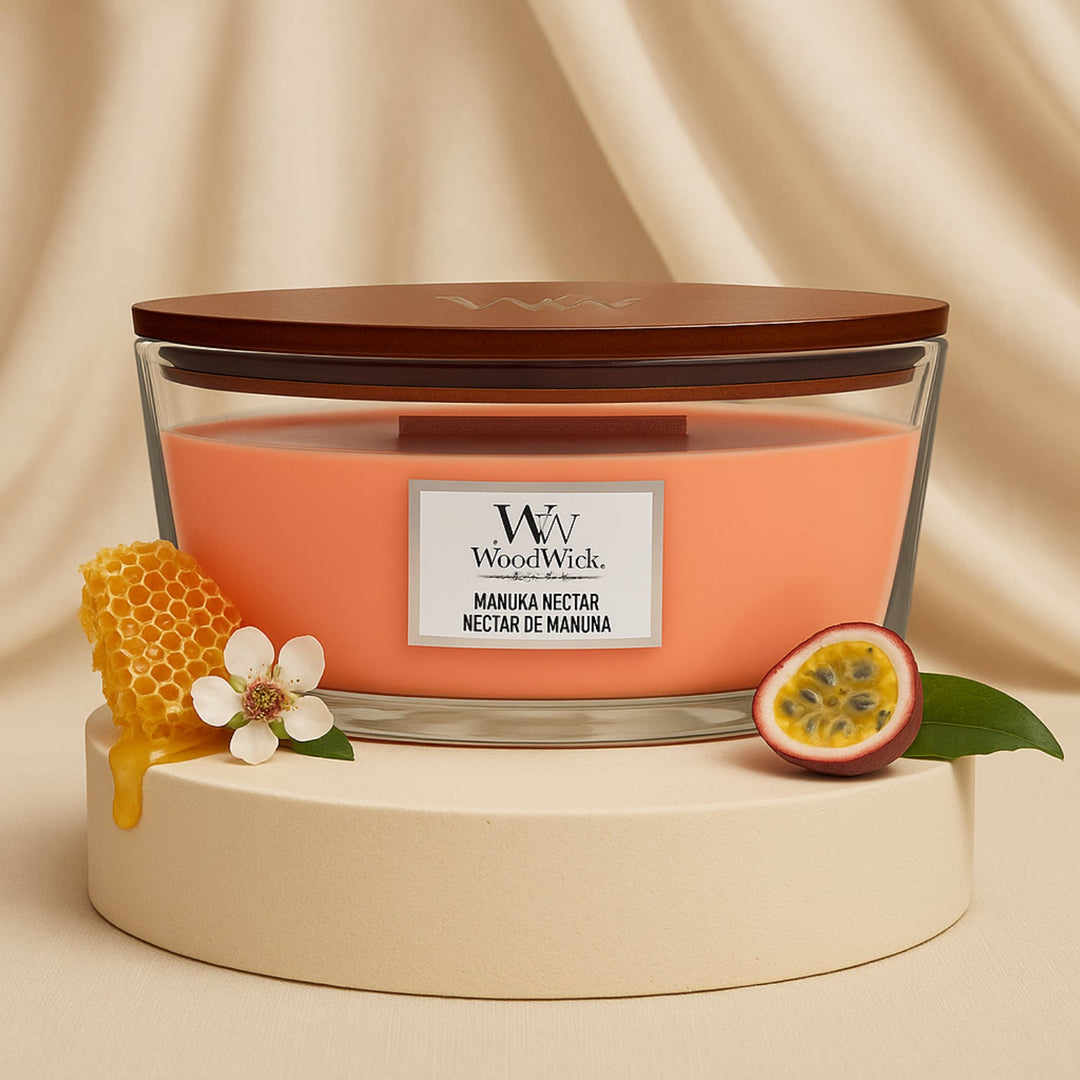 Woodwick Ellipse Candle - Manuka Nectar Scented Jar