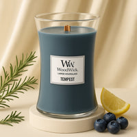 Woodwick Large Hourglass Candle - TEMPEST: A Symphony of Oceanic and Citrusy Aroma