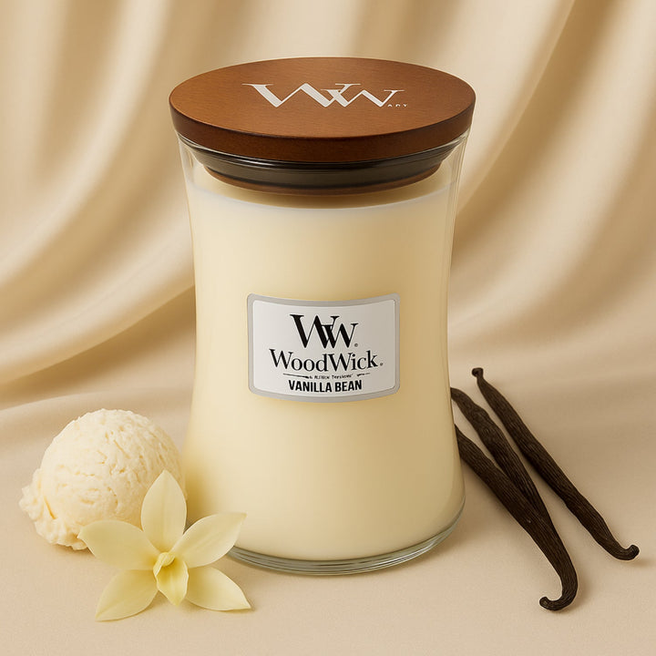 WoodWick Large Hourglass Candle | Vanilla Bean Scented | Long-Lasting Fragrance