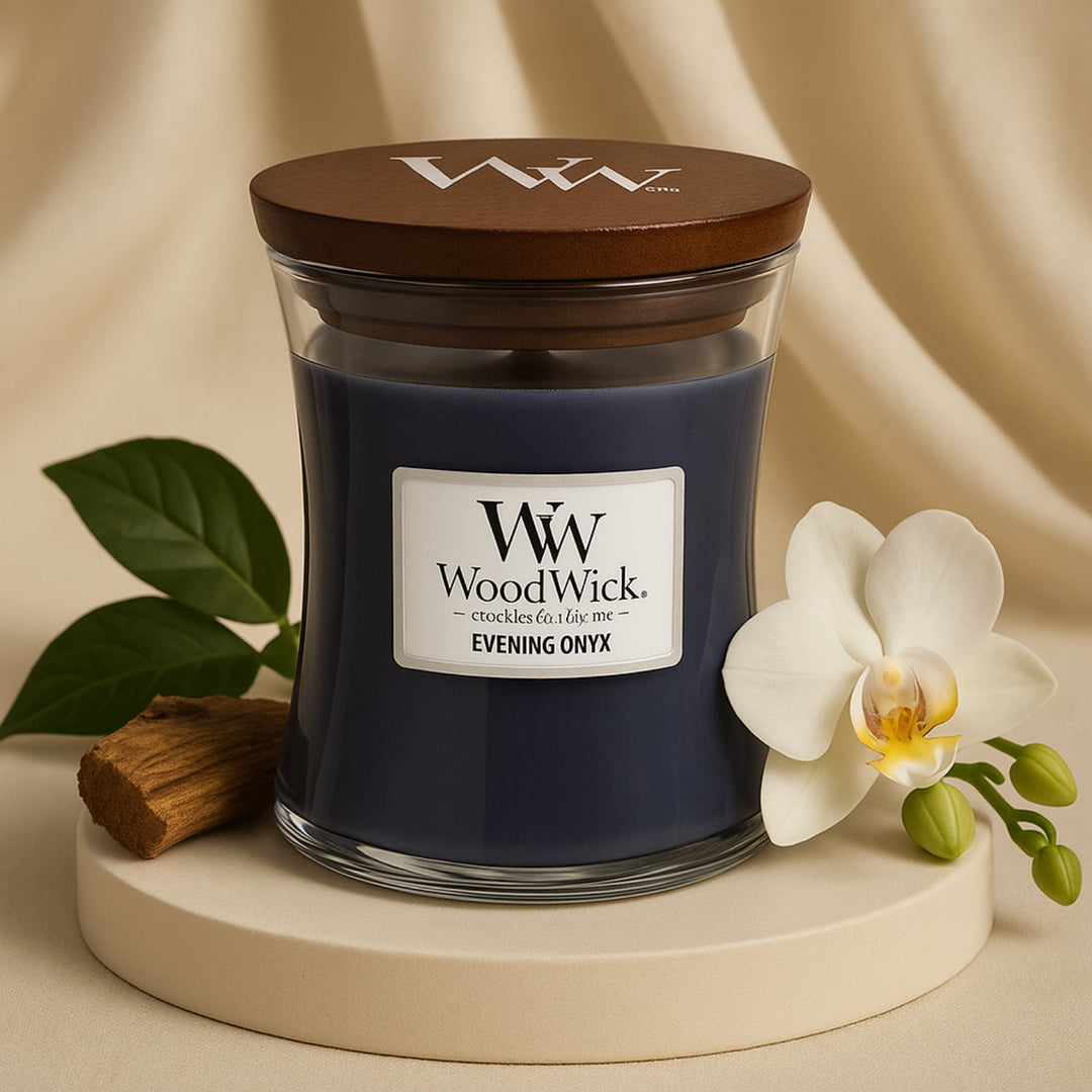 Woodwick Medium Hourglass Candle | Evening Onyx Scent