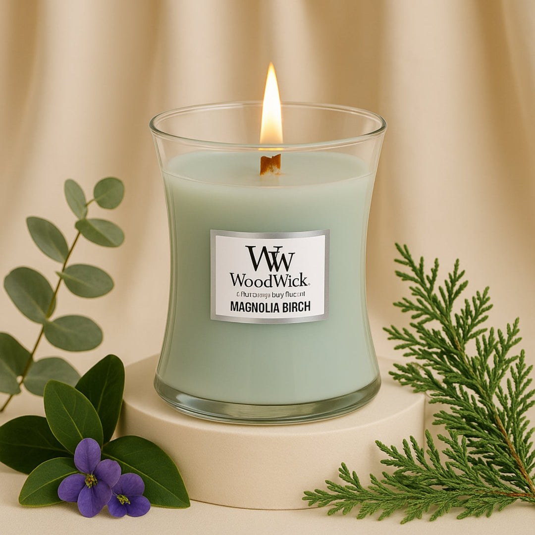 WoodWick Medium Hourglass Candle | Magnolia Birch Scented Candle