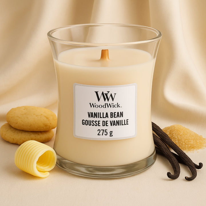 Woodwick Medium Hourglass Candle | Vanilla Bean Scented | 275g
