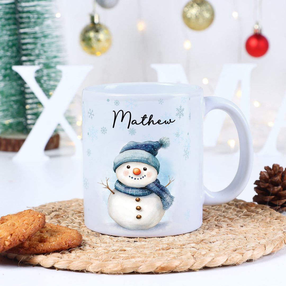 Festive Snowman Personalized Ceramic Mug - Perfect for Winter Wonderland