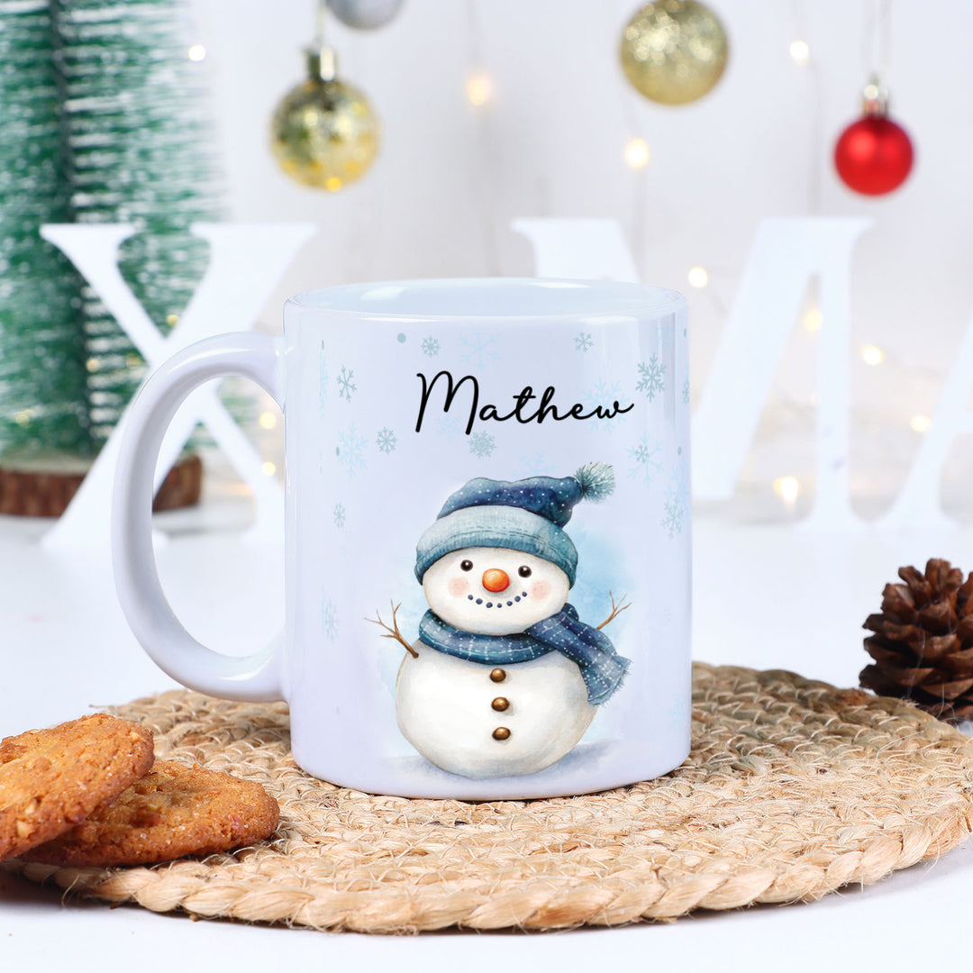 Festive Snowman Personalized Ceramic Mug - Perfect for Winter Wonderland