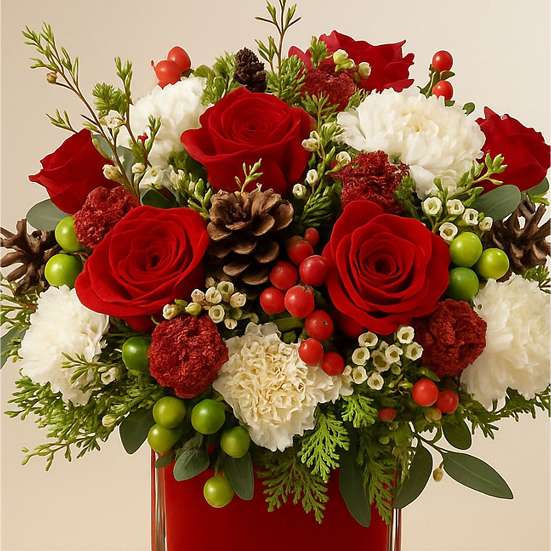 Xmas Red Floral Vase