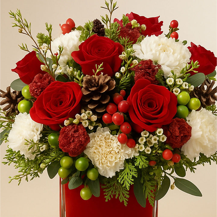 Xmas Red Floral Vase