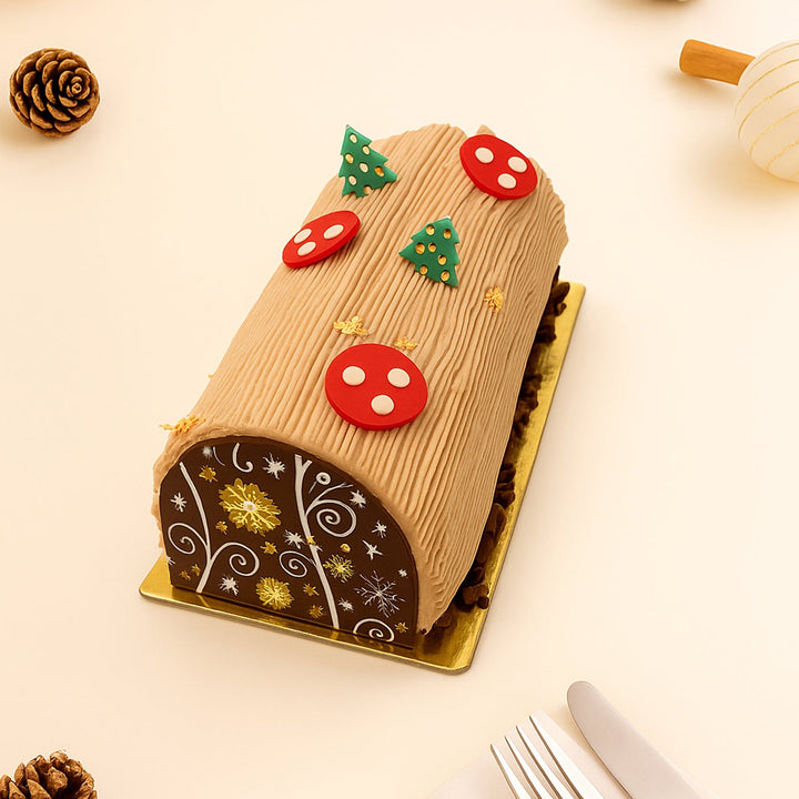 Yule Log Christmas Cake