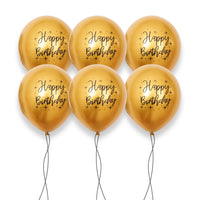 6 Pcs Happy Birthday Golden Latex Balloons