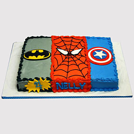 Superhero Trio Chocolate Cream Cake - Perfect for Celebrations