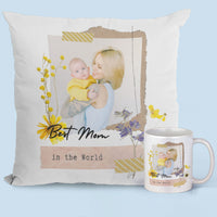 Heartfelt 'Best Mom in the World' Mug and Cushion Gift Set