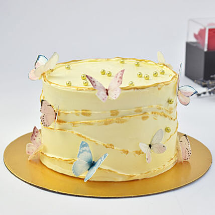 Winged Wishes Delight Chocolate Cake with Elegant Butterflies